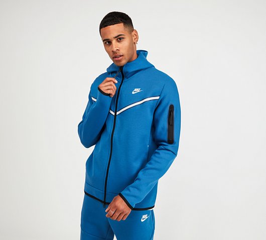 Nike Tech Fleece Full Zip Hoodie | Dark Marina Blue / Light Bone ...