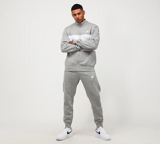 Nike Colourblock 2 Fleece Tracksuit | Dark Grey Heather / White ...