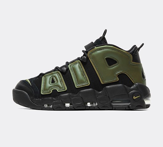 Nike Air More Uptempo Trainer | Black / Rough Green / Total Orange ...