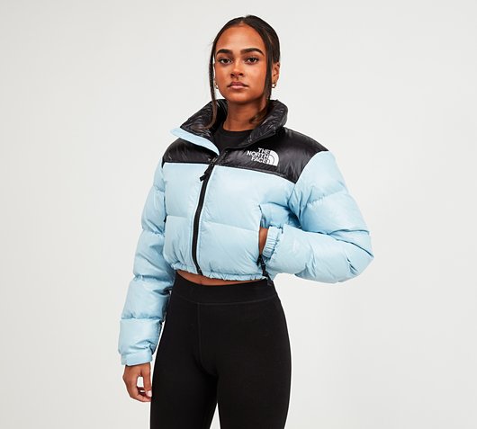 The North Face Womens Nuptse Cropped Jacket | Beta Blue | Footasylum