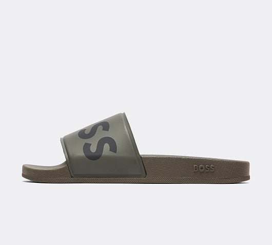 hugo boss khaki sliders