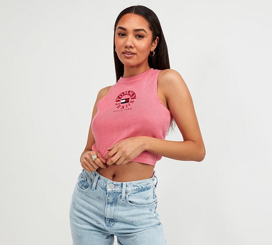 Womens Crop Timeless Circle Tank Top