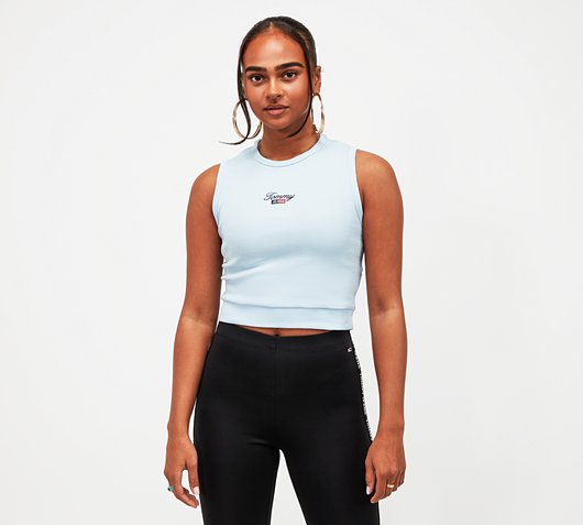 Womens Script Cropped Tank Top