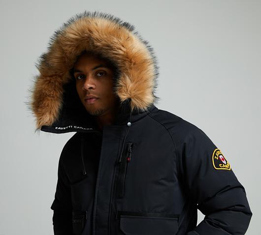 abelli tech fur hooded bomber jacket