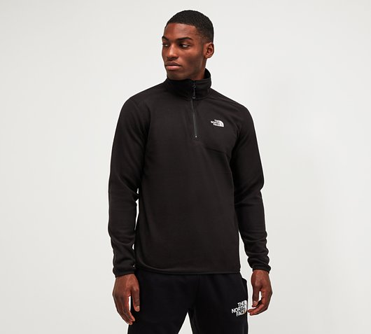 The North Face Glacier Quarter Zip Fleece | Black / White | Footasylum