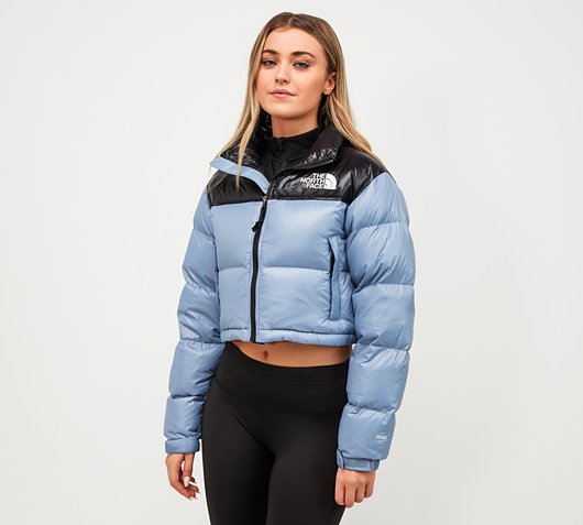 The North Face Womens Nuptse Cropped Jacket Folk Blue Footasylum
