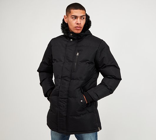 Brave Soul Fur Hooded Parka | Black | Footasylum