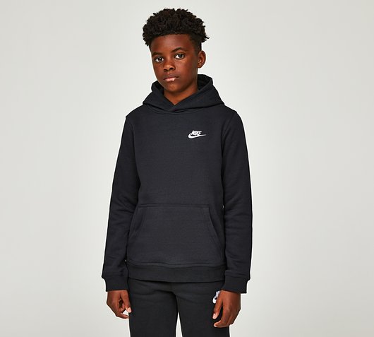 Nike Junior Club Overhead Hoodie | Black / White | Footasylum