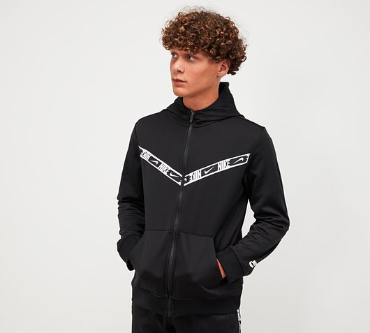 Boys Nike Repeat Zip Through Hoodie - Black