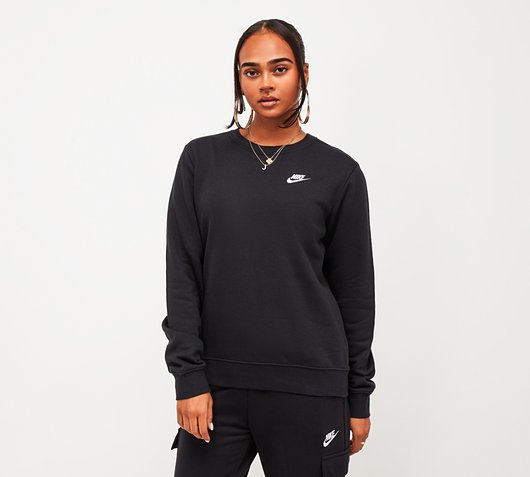 Nike Womens Club Fleece Sweatshirt | Black / White | Footasylum