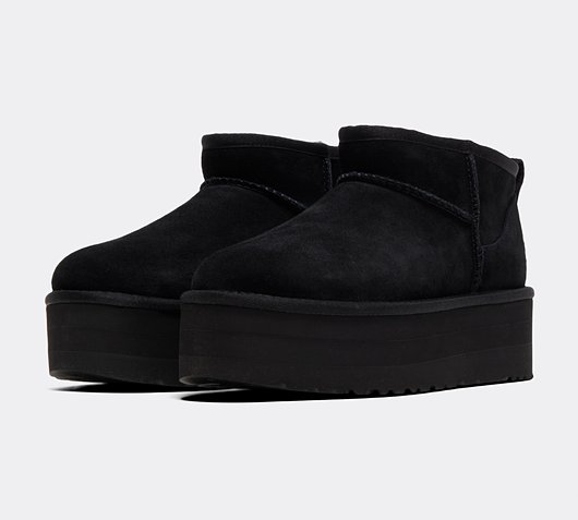 Ugg Womens Classic Ultra Mini Platform Boot | Black | Footasylum