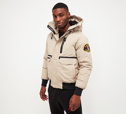 abelli tech fur hooded bomber jacket