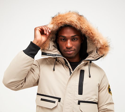 abelli tech fur hooded bomber jacket