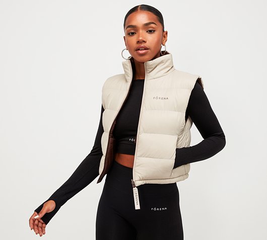 Forena Womens Fallon Reversible Gilet - Beige - Size - L