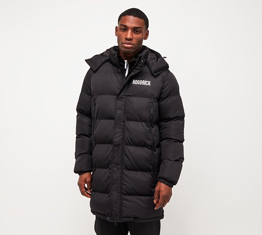 Hoodrich OG Stack Longline Puffer Jacket | Black / White | Footasylum