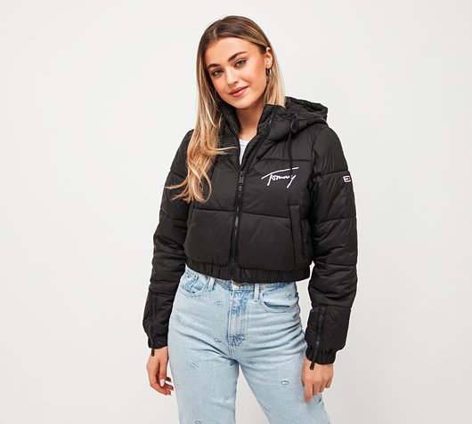 Womens Signature Cropped Puffer Jacket