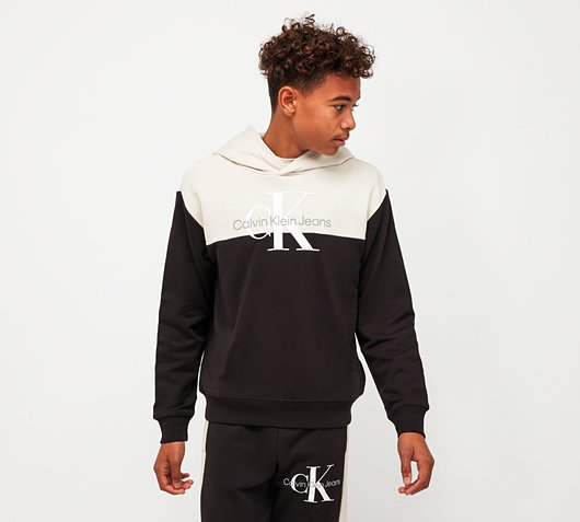 Calvin Klein Jeans Junior Colour Block Monogram Hoodie | Black / Sand | Footasylum Calvin Klein Jeans Junior Colour Block Monogram Hoodie | Black / Sand | Footasylum