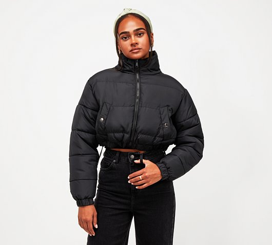 Brave Soul Womens Cropped Jacket | Black | Footasylum