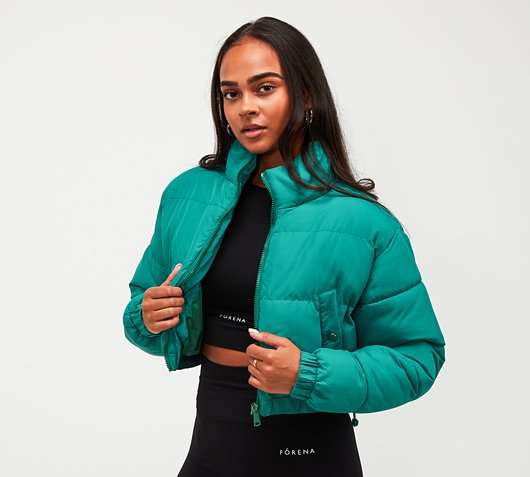 Brave Soul Womens Cropped Jacket - Green - Size - 14