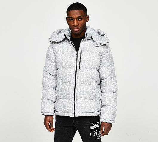 Mercier Riod AOP Puffer Jacket | Grey | Footasylum