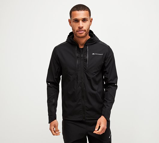 Monterrain Dynamic Woven Running Hoodie | Jet Black | Footasylum