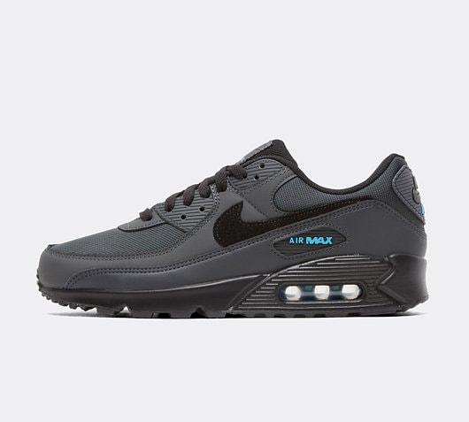 Nike Air Max 90 Trainer | Dark Smoke Grey / Black / Laser Blue | Footasylum