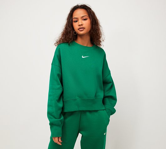 Nike Womens Phoenix Fleece Oversized Sweatshirt | Malachite / Sail | Footasylum