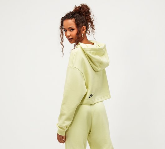Nike Womens Fleece Pullover Crop Dance Hoodie | Luminous Green | Footasylum