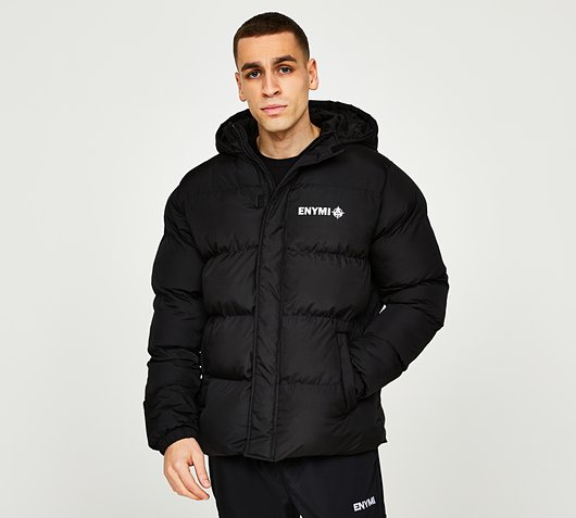 ENYMI Logo Puffer Jacket | Black | Footasylum