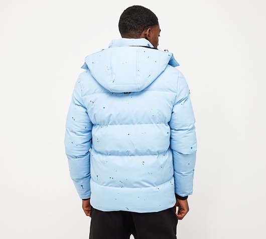 Dripmade Crook Paint Splatter Puffer Jacket | Sky Blue | Footasylum