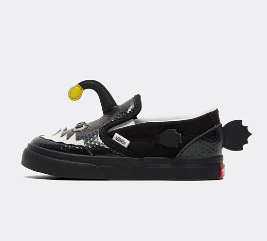 Vans Nursery Slip On Fish Trainer | Black / True White / Angler Fish ...