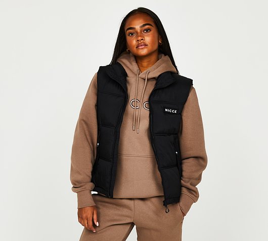 womens brown puffer gilet