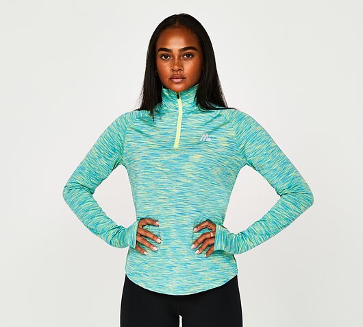 Montirex Womens Trail Quarter Zip Top | Green / Blue | Footasylum