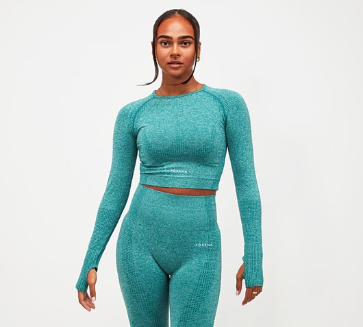 Womens Seamless Contour Long Sleeved Cropped Top