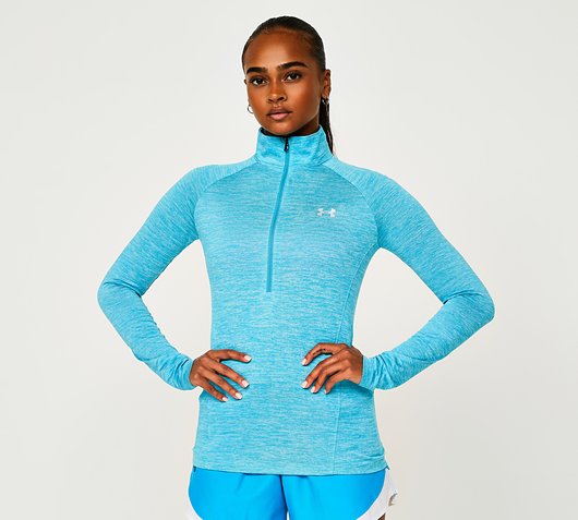 Under Armour Womens Tech Twist Half Zip T-Shirt | Glacier Blue | Footasylum