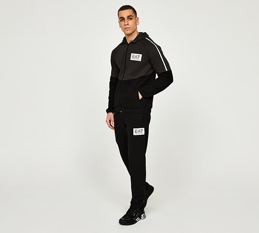 EA7 Colourblock Tracksuit | Black / White | Footasylum