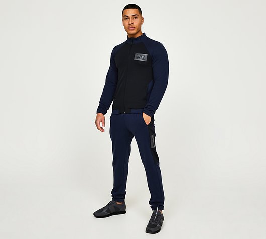 EA7 Colourblock Tracksuit | Navy Blue / Might Blue | Footasylum