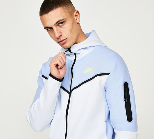 Nike Tech Fleece Colour Block Hoodie | Cobalt Bliss / Light Lemon |  Footasylum