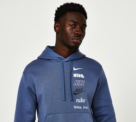 Nike Multi Logo Overhead Hoodie | Diffused Blue | Footasylum