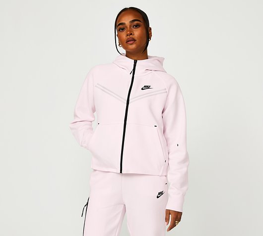 Nike Womens Tech Fleece Essential Full Zip Hoodie | Pearl Pink | Footasylum