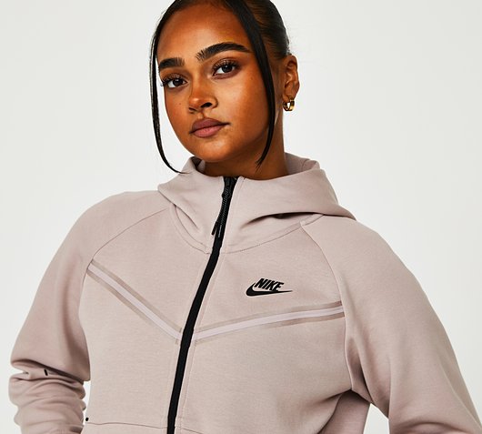 Nike Womens Tech Fleece Essential Full Zip Hoodie | Diffused Taupe |  Footasylum