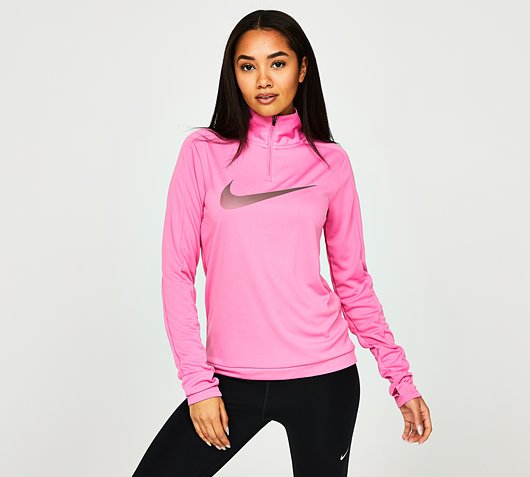 Nike Womens Swoosh HBR Quarter Zip Running Top | Pinksicle | Footasylum