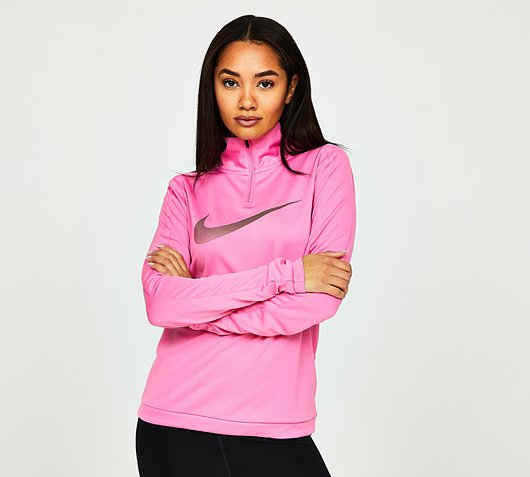 Nike Womens Swoosh HBR Quarter Zip Running Top | Pinksicle | Footasylum