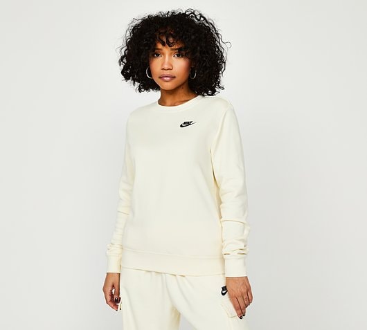 Nike Womens Club Fleece Sweatshirt | Coconut Milk / Black | Footasylum