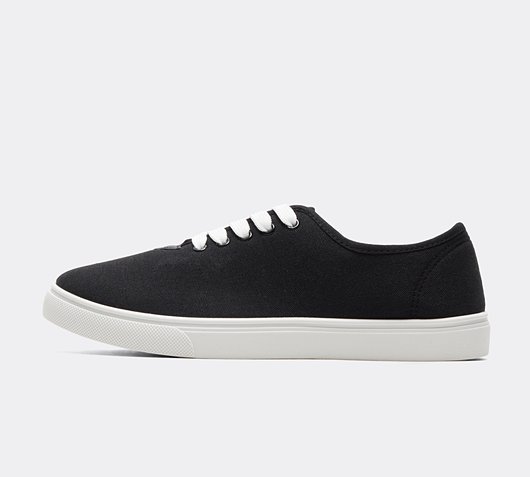 French Connection Canvas Plimsoll Trainer | Black / White | Footasylum