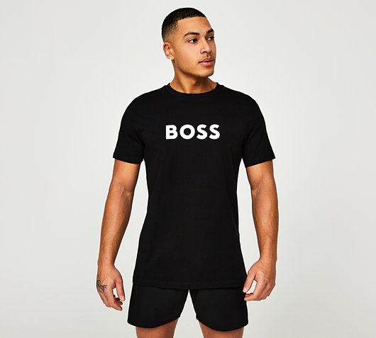 BOSS Swim Large Logo T-Shirt | Black | Footasylum