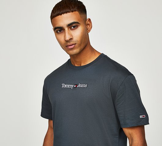 Tommy Jeans Classic Linear Logo T-Shirt | Charcoal | Footasylum