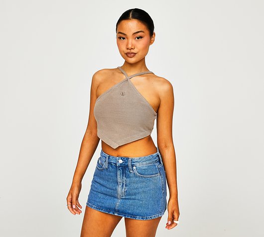 Womens Waffle Halter Neck Top