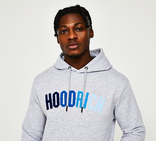 Hoodrich OG Kraze Hoodie | Heather Grey / Sodalite Blue | Footasylum