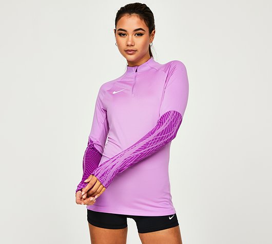 Nike Womens Quarter Zip Strike Drill T-Shirt | Rush Fuchsia / Vivid Purple  | Footasylum